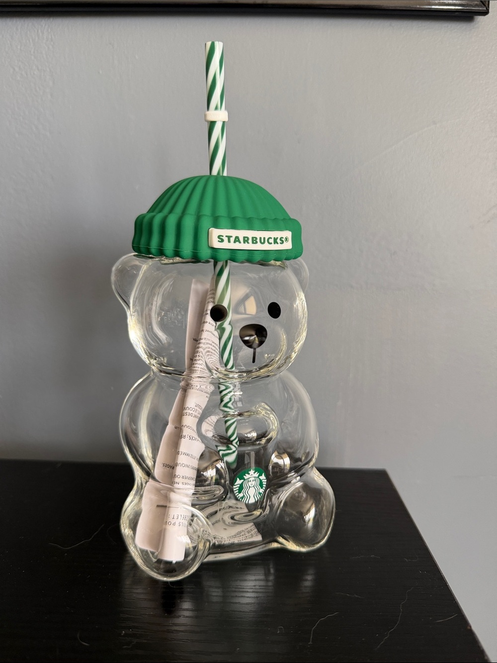 Starbucks Bearista Bear **Glass** Jar Cold Cup with Straw, Thick Glass 20 oz